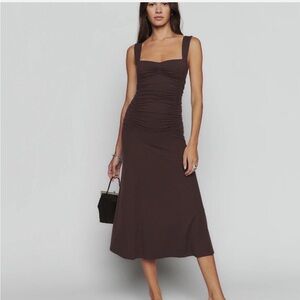 Reformation Suvi Brown Midi Dress